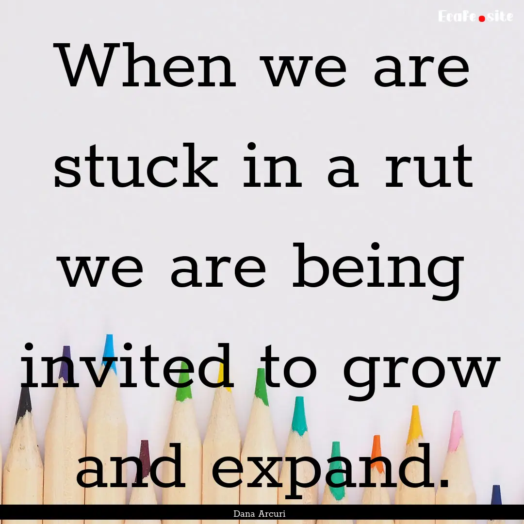 When we are stuck in a rut we are being invited.... : Quote by Dana Arcuri