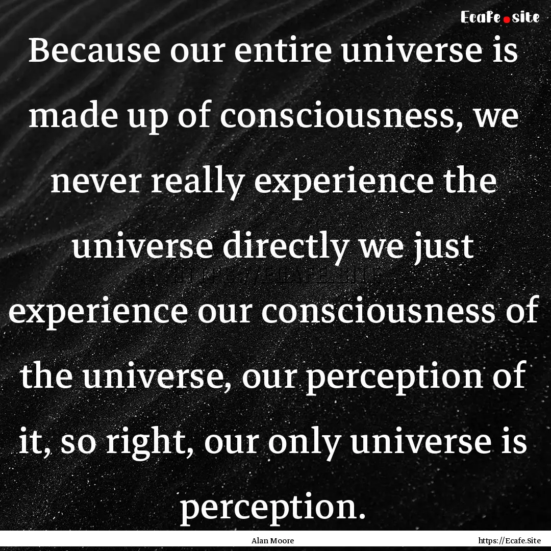 Because our entire universe is made up of.... : Quote by Alan Moore