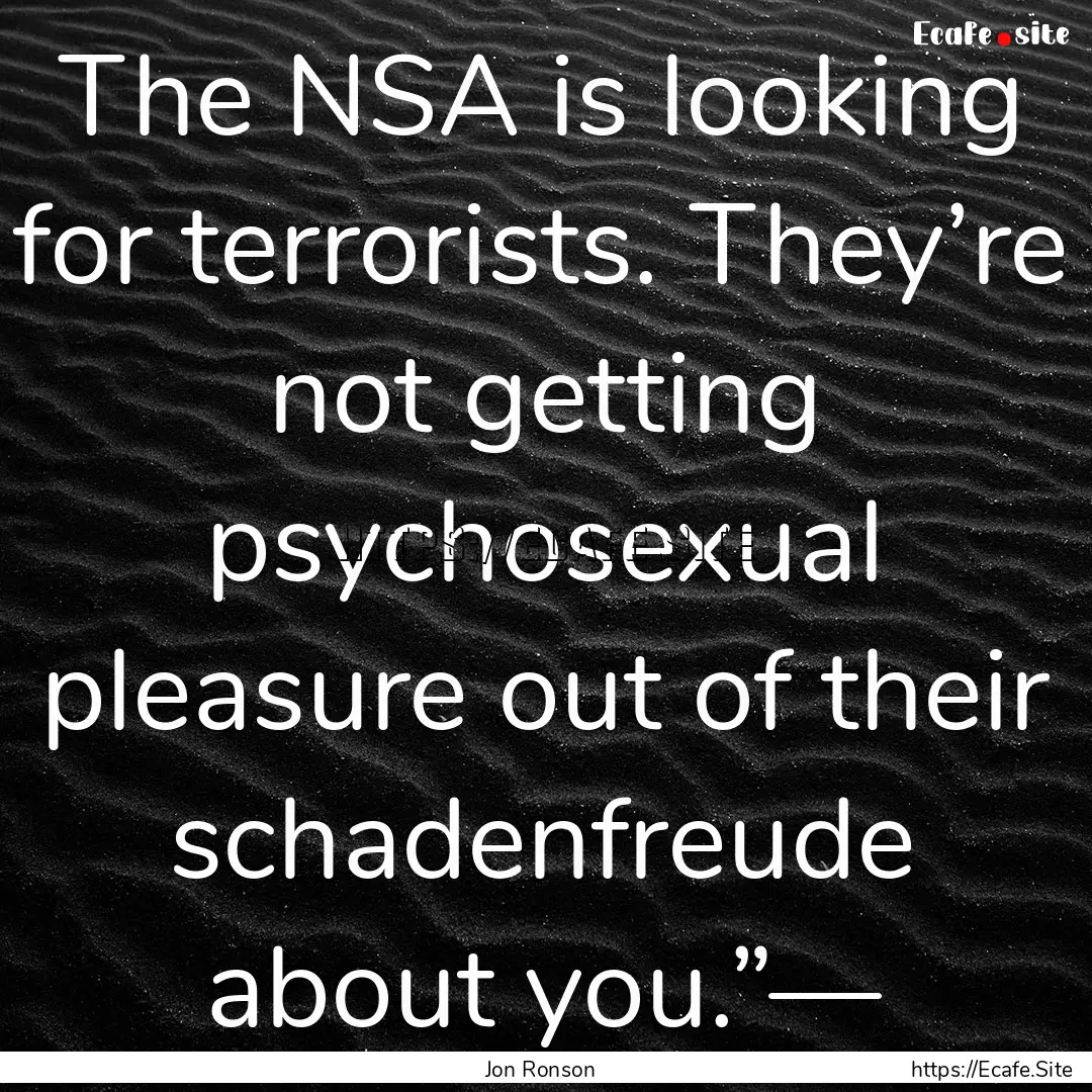 The NSA is looking for terrorists. They’re.... : Quote by Jon Ronson