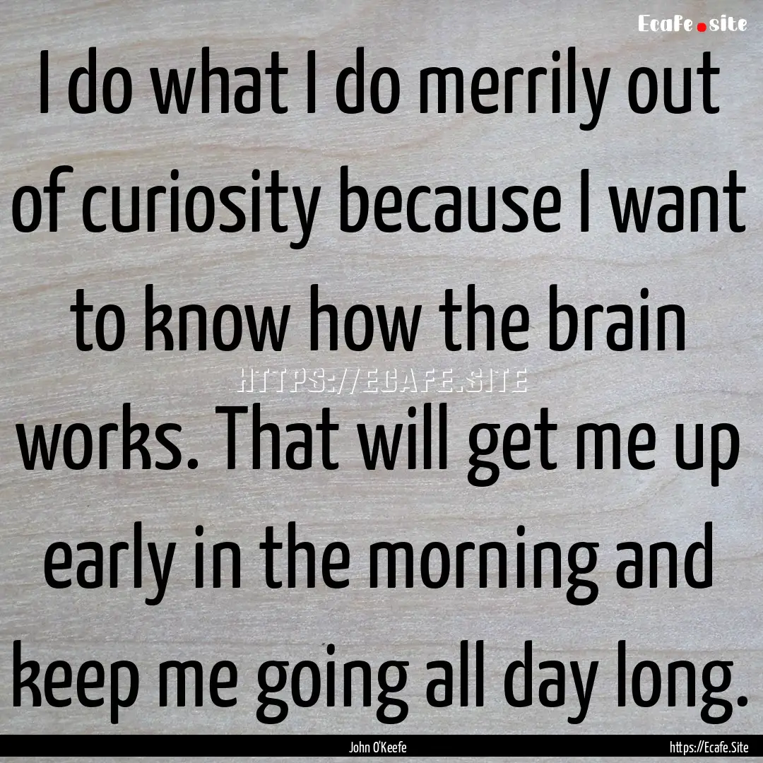 I do what I do merrily out of curiosity because.... : Quote by John O'Keefe