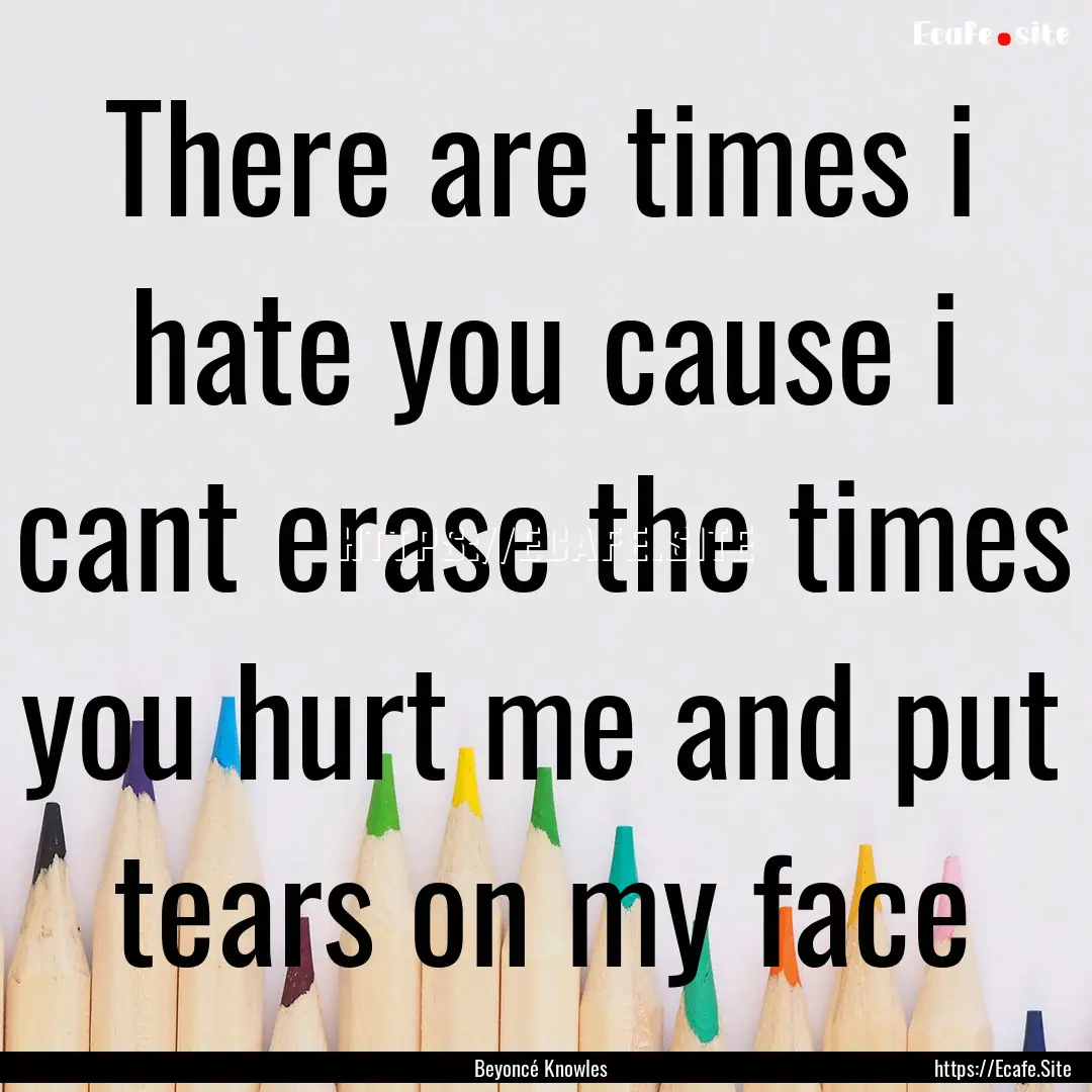 There are times i hate you cause i cant erase.... : Quote by Beyoncé Knowles