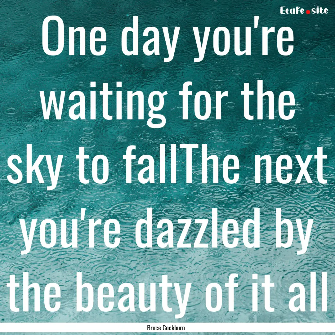 One day you're waiting for the sky to fallThe.... : Quote by Bruce Cockburn