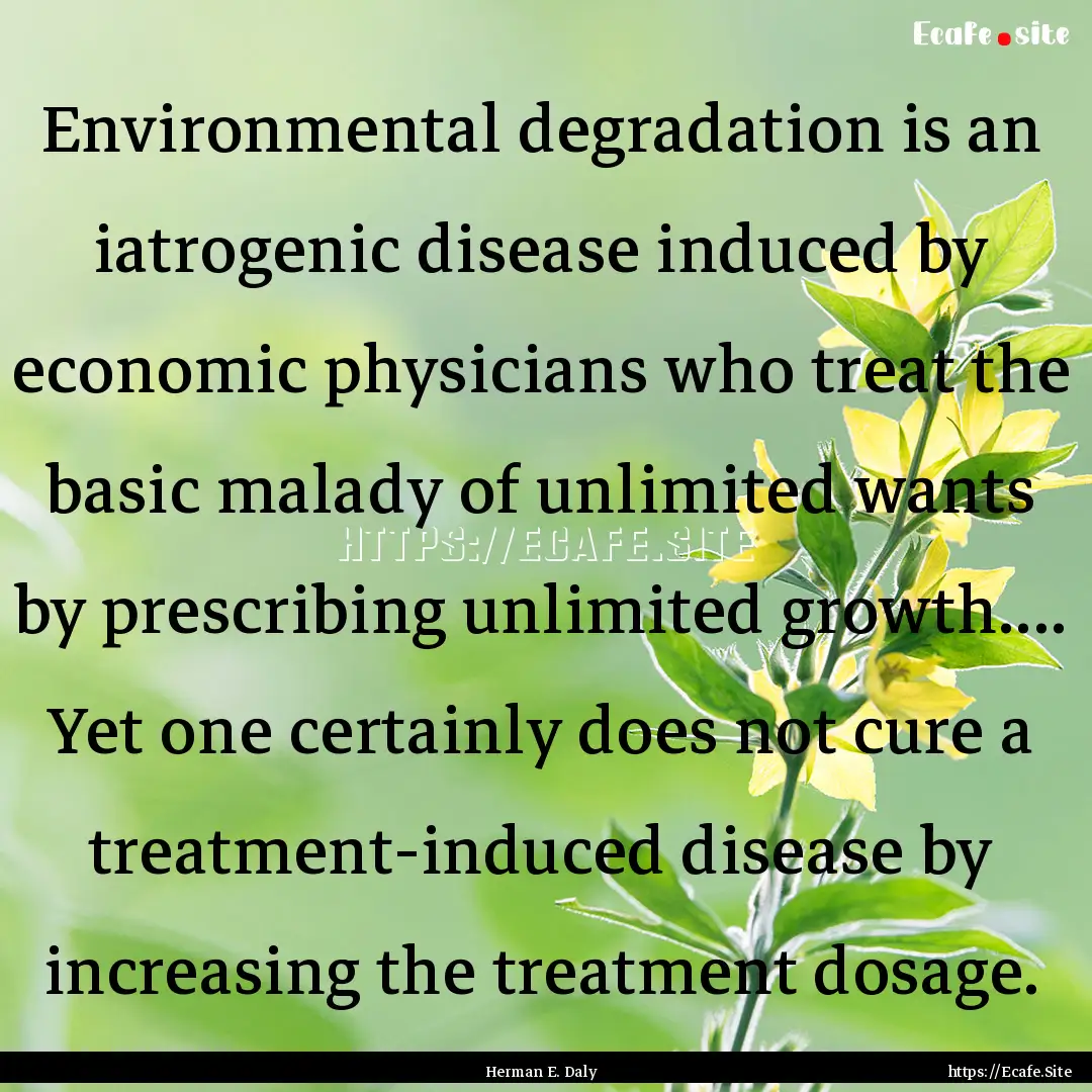 Environmental degradation is an iatrogenic.... : Quote by Herman E. Daly