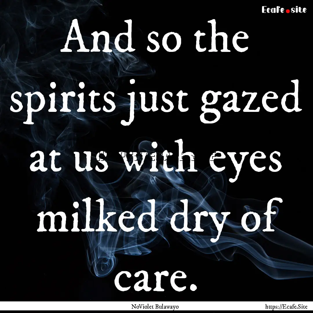 And so the spirits just gazed at us with.... : Quote by NoViolet Bulawayo