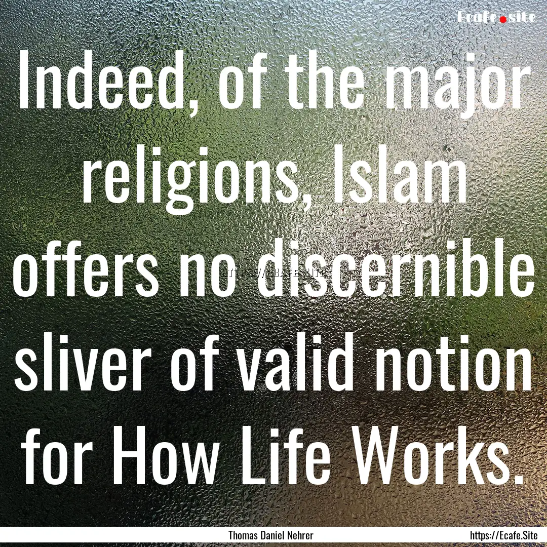 Indeed, of the major religions, Islam offers.... : Quote by Thomas Daniel Nehrer