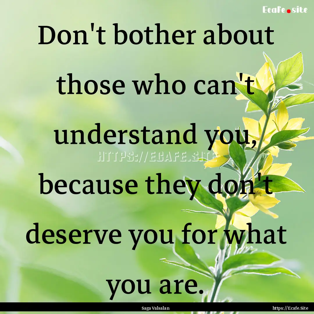 Don't bother about those who can't understand.... : Quote by Saga Valsalan