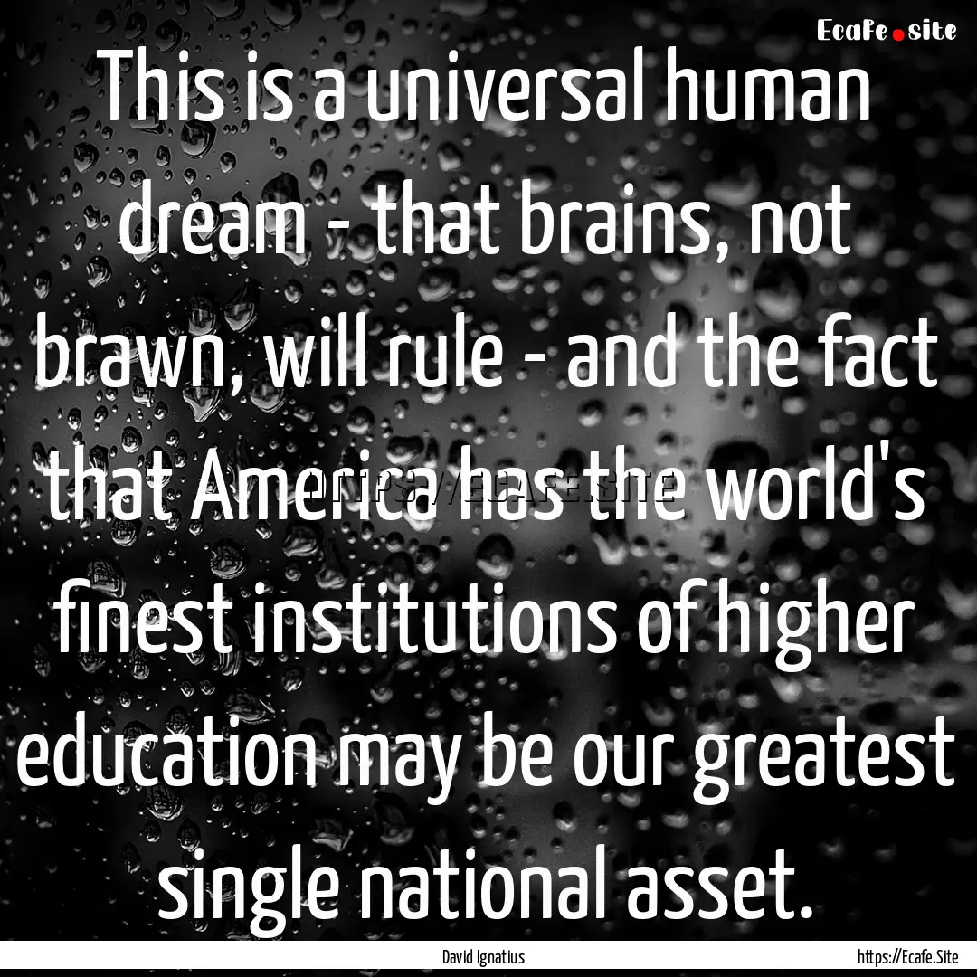 This is a universal human dream - that brains,.... : Quote by David Ignatius