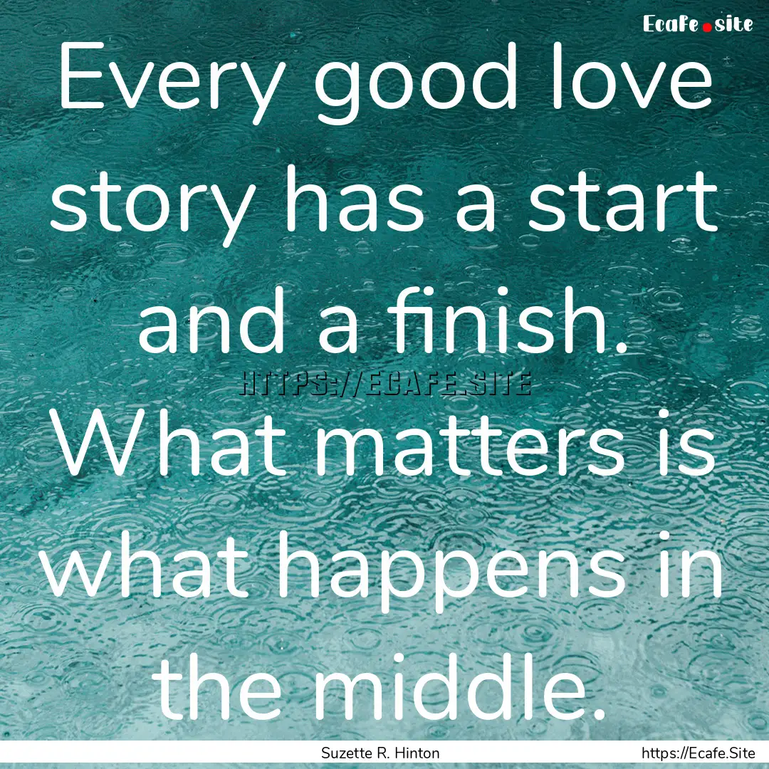 Every good love story has a start and a finish..... : Quote by Suzette R. Hinton