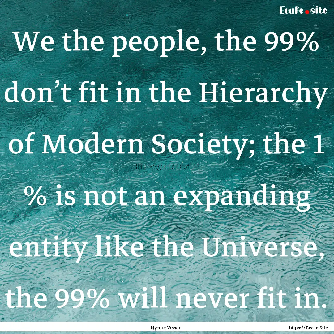 We the people, the 99% don’t fit in the.... : Quote by Nynke Visser