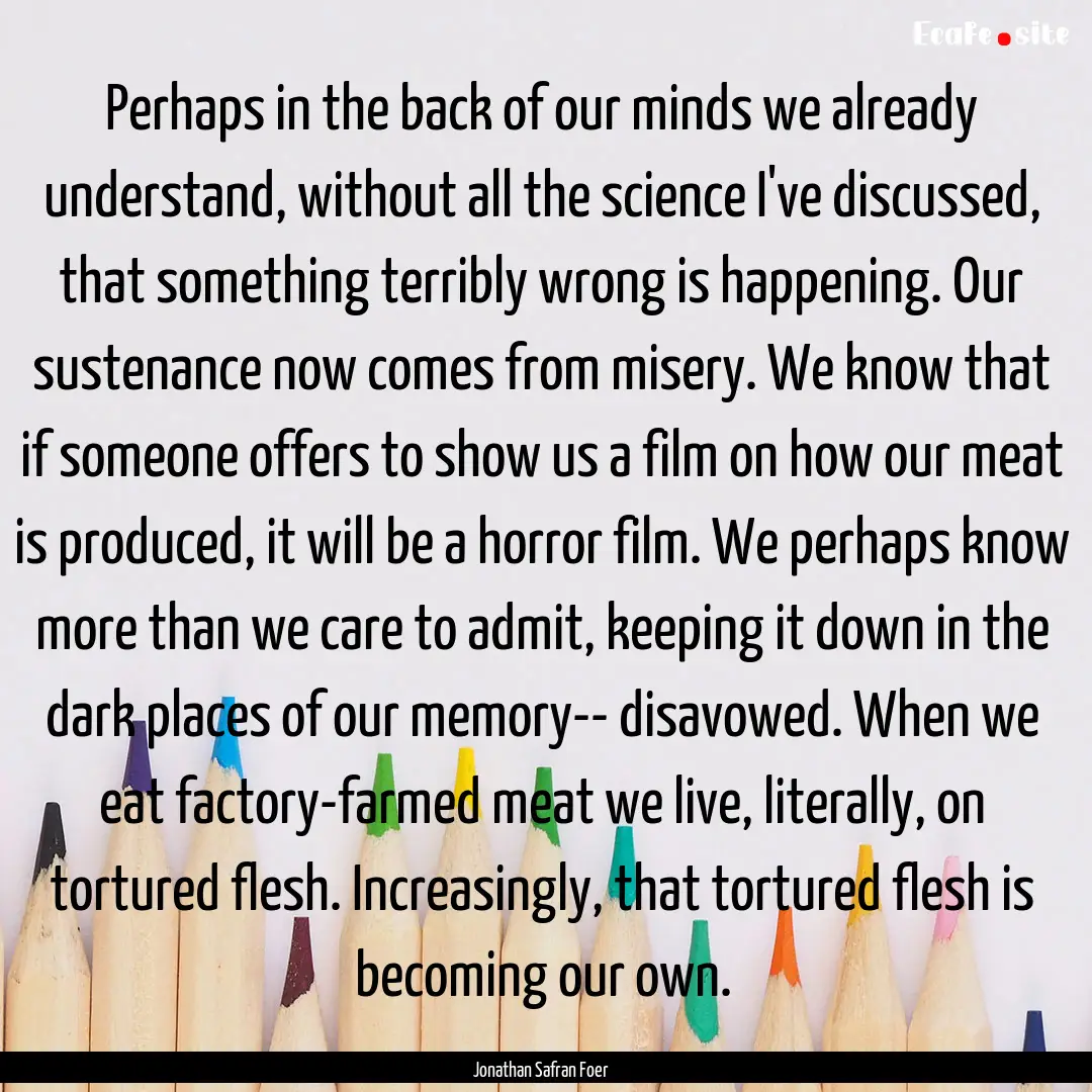 Perhaps in the back of our minds we already.... : Quote by Jonathan Safran Foer