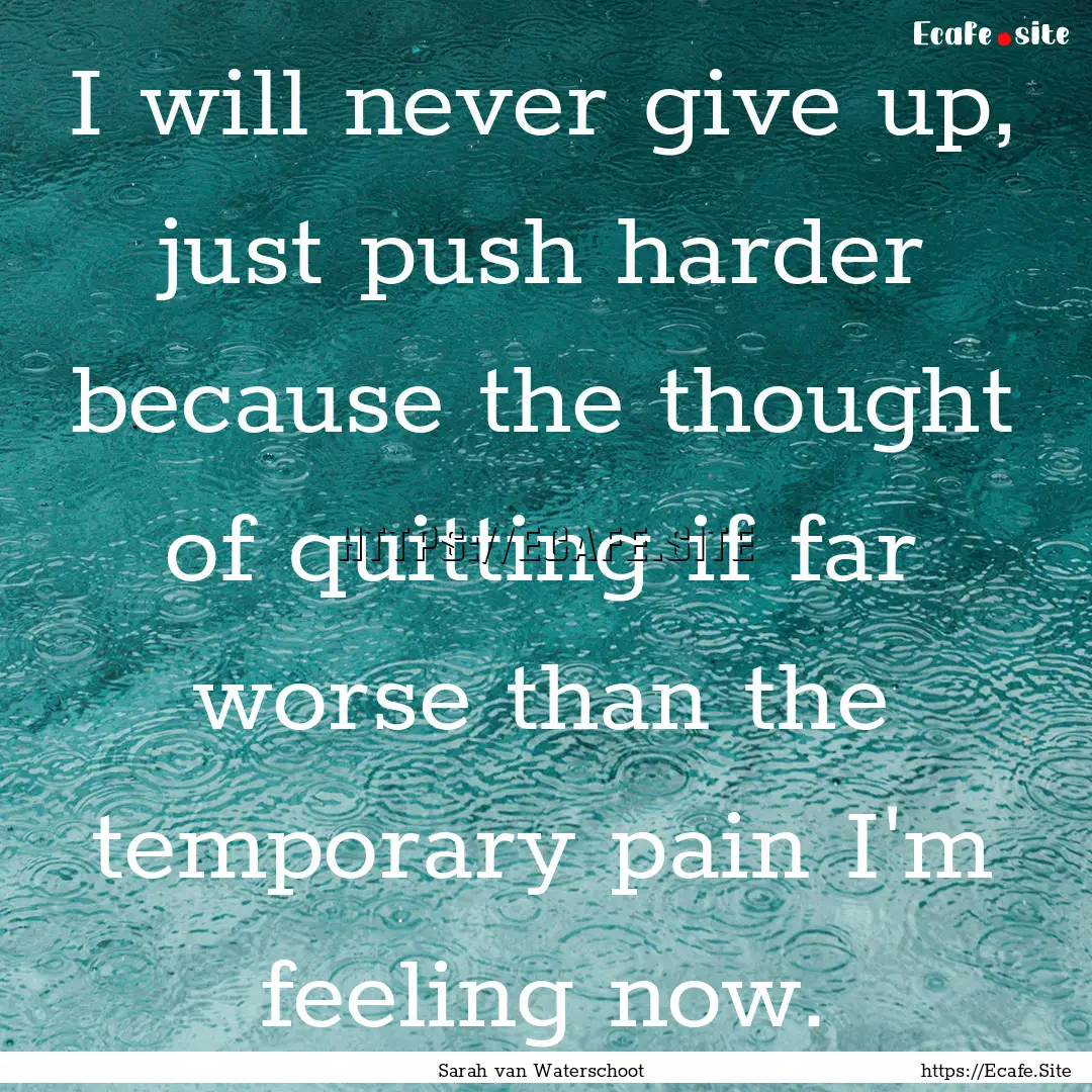 I will never give up, just push harder because.... : Quote by Sarah van Waterschoot