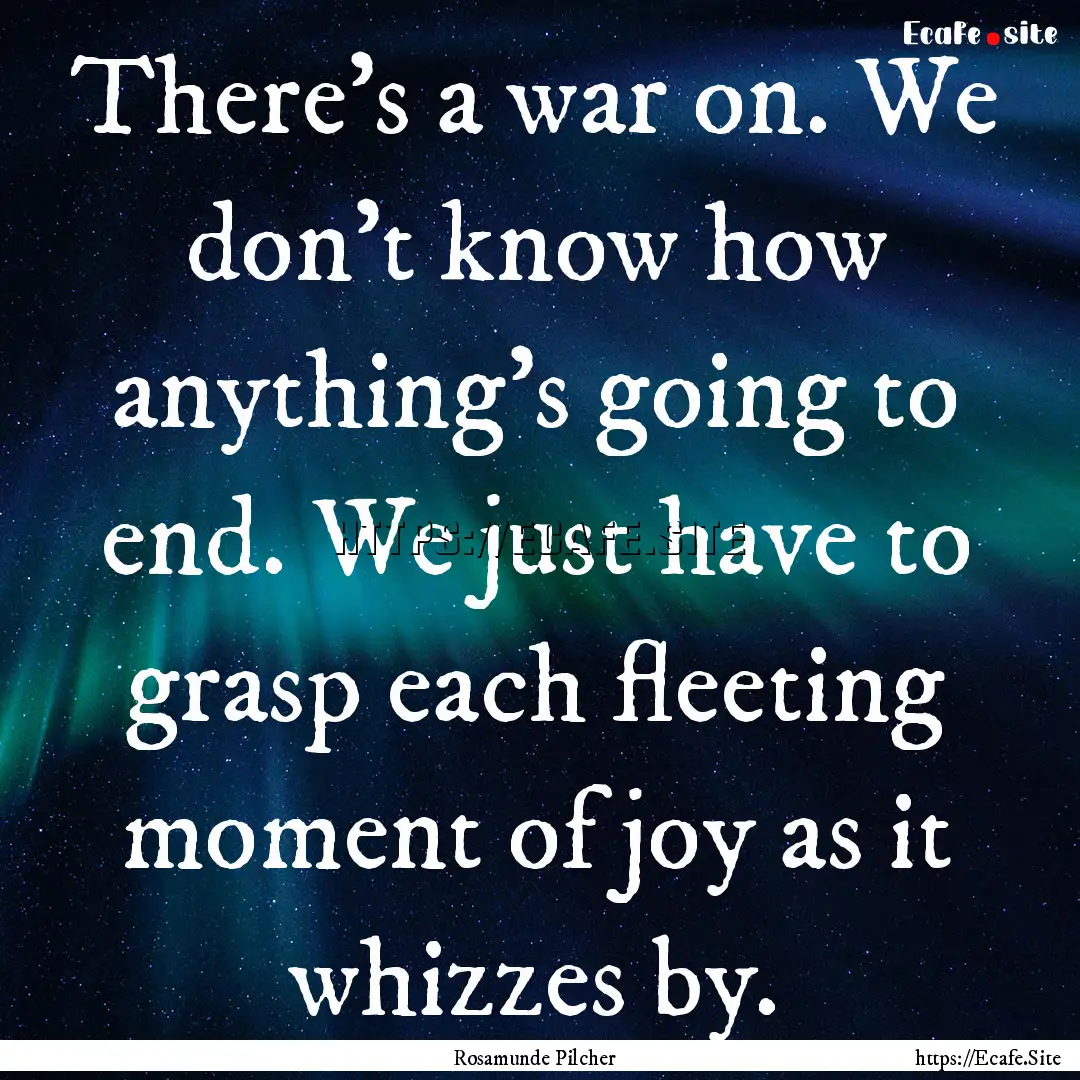 There's a war on. We don't know how anything's.... : Quote by Rosamunde Pilcher