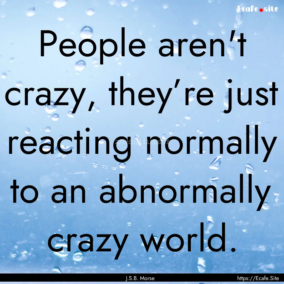 People aren't crazy, they’re just reacting.... : Quote by J.S.B. Morse