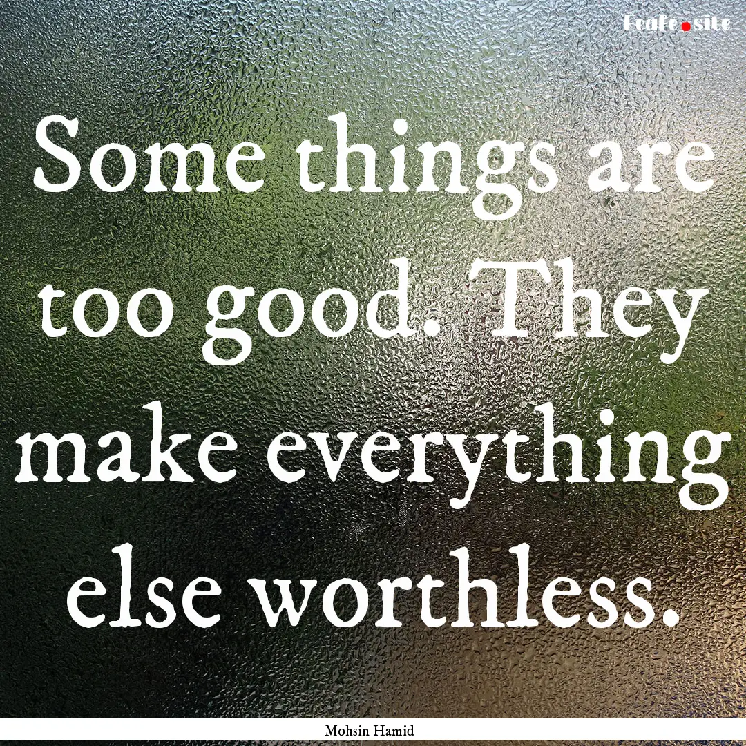 Some things are too good. They make everything.... : Quote by Mohsin Hamid