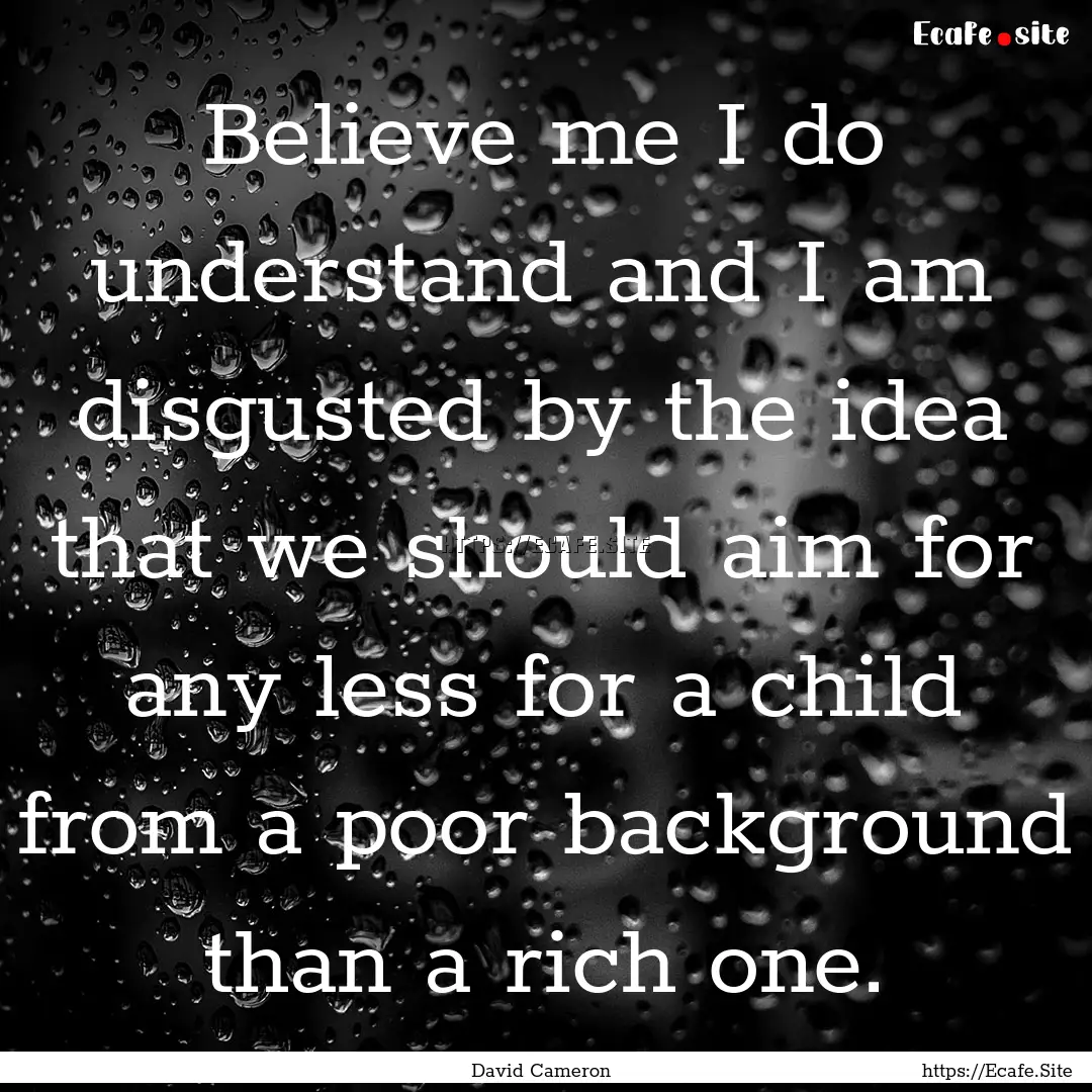 Believe me I do understand and I am disgusted.... : Quote by David Cameron