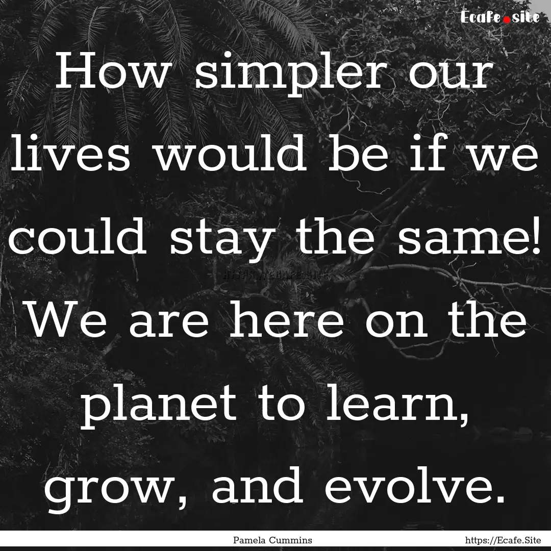 How simpler our lives would be if we could.... : Quote by Pamela Cummins