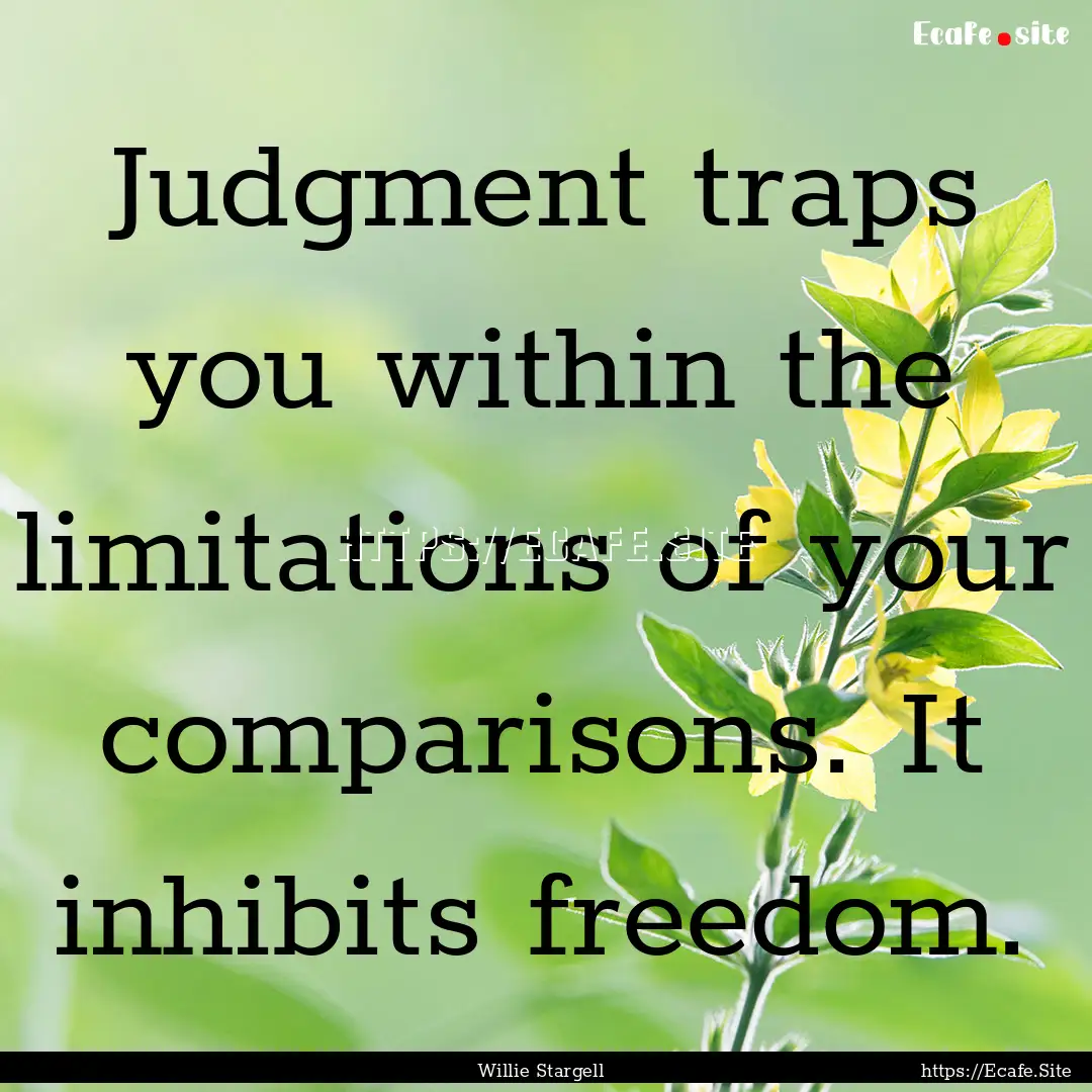 Judgment traps you within the limitations.... : Quote by Willie Stargell