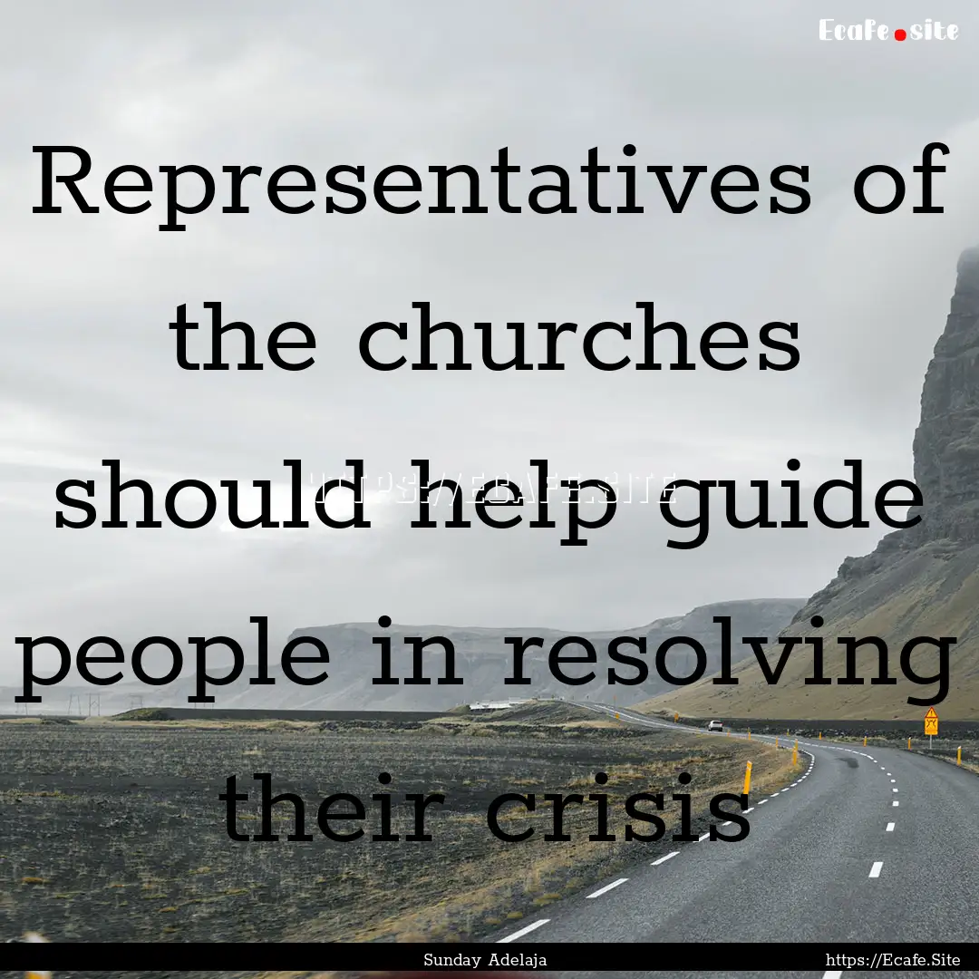 Representatives of the churches should help.... : Quote by Sunday Adelaja