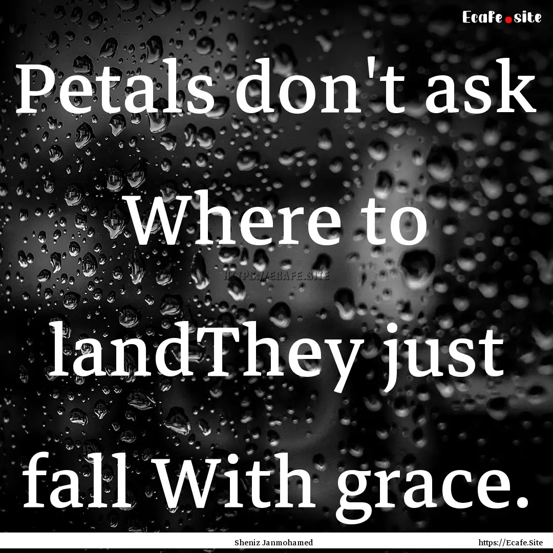 Petals don't ask Where to landThey just fall.... : Quote by Sheniz Janmohamed