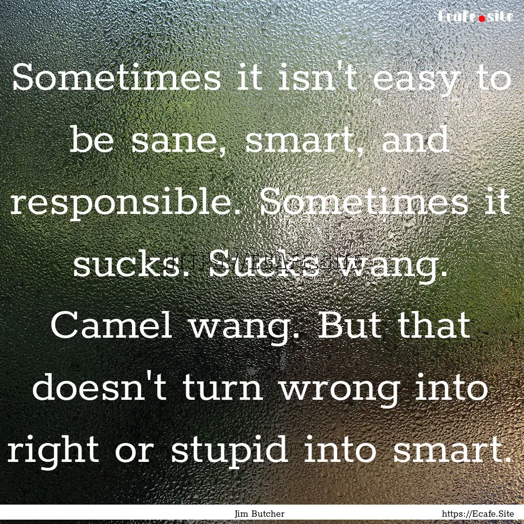 Sometimes it isn't easy to be sane, smart,.... : Quote by Jim Butcher