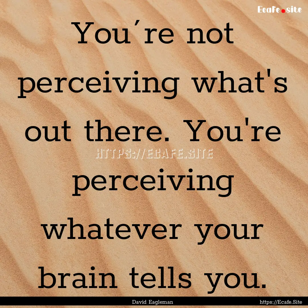 You´re not perceiving what's out there..... : Quote by David Eagleman