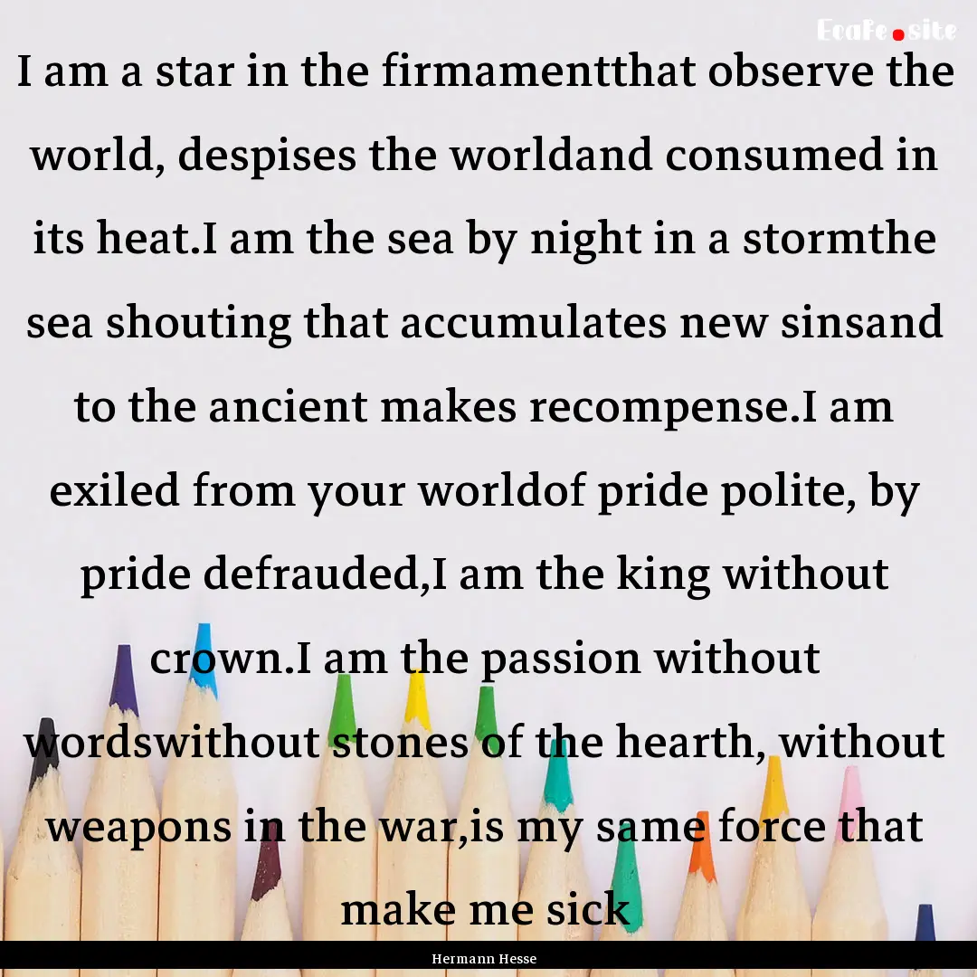 I am a star in the firmamentthat observe.... : Quote by Hermann Hesse