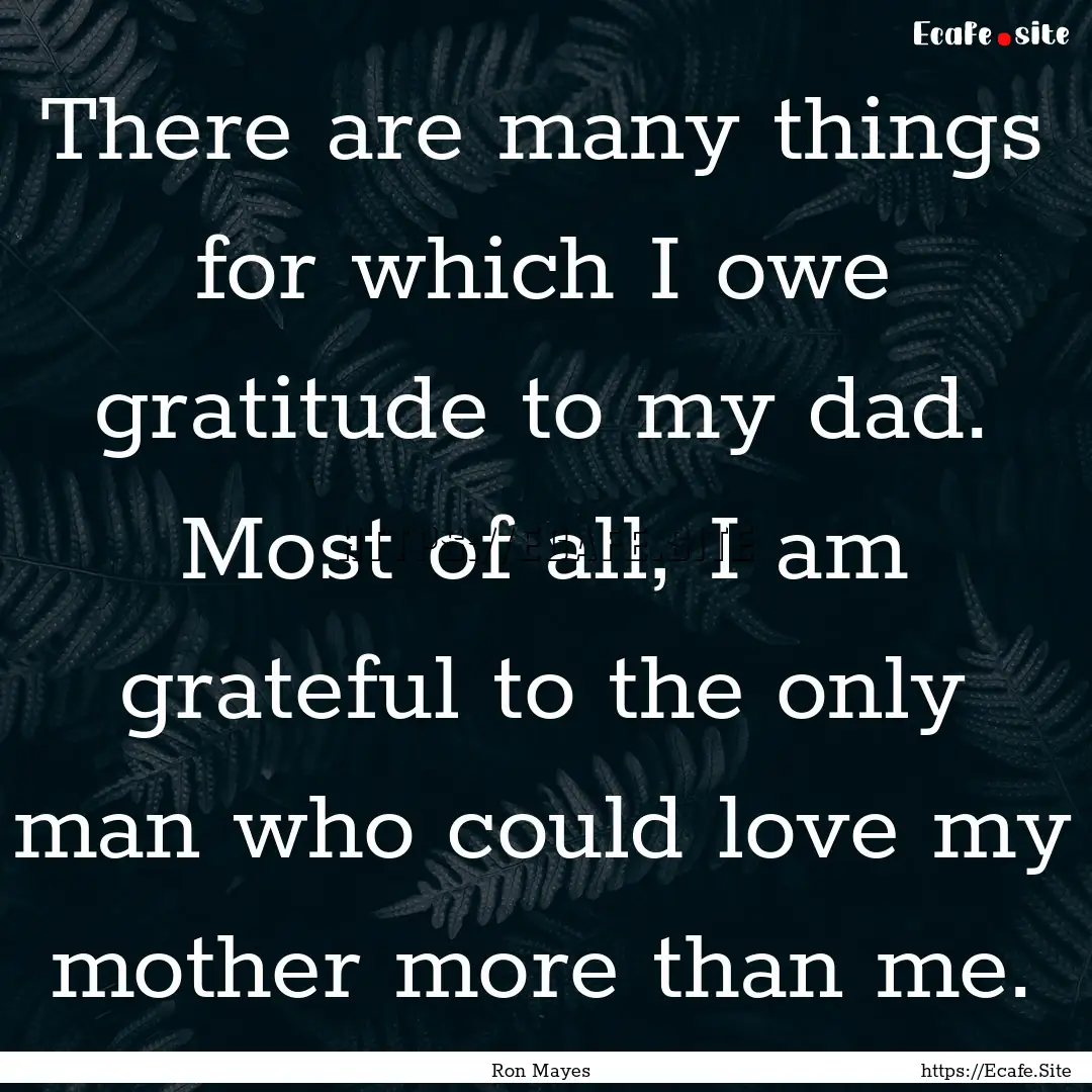 There are many things for which I owe gratitude.... : Quote by Ron Mayes