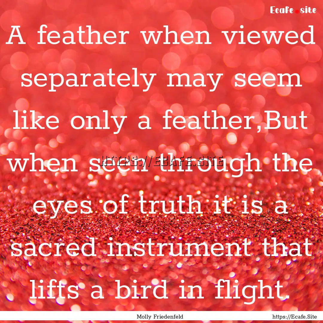 A feather when viewed separately may seem.... : Quote by Molly Friedenfeld