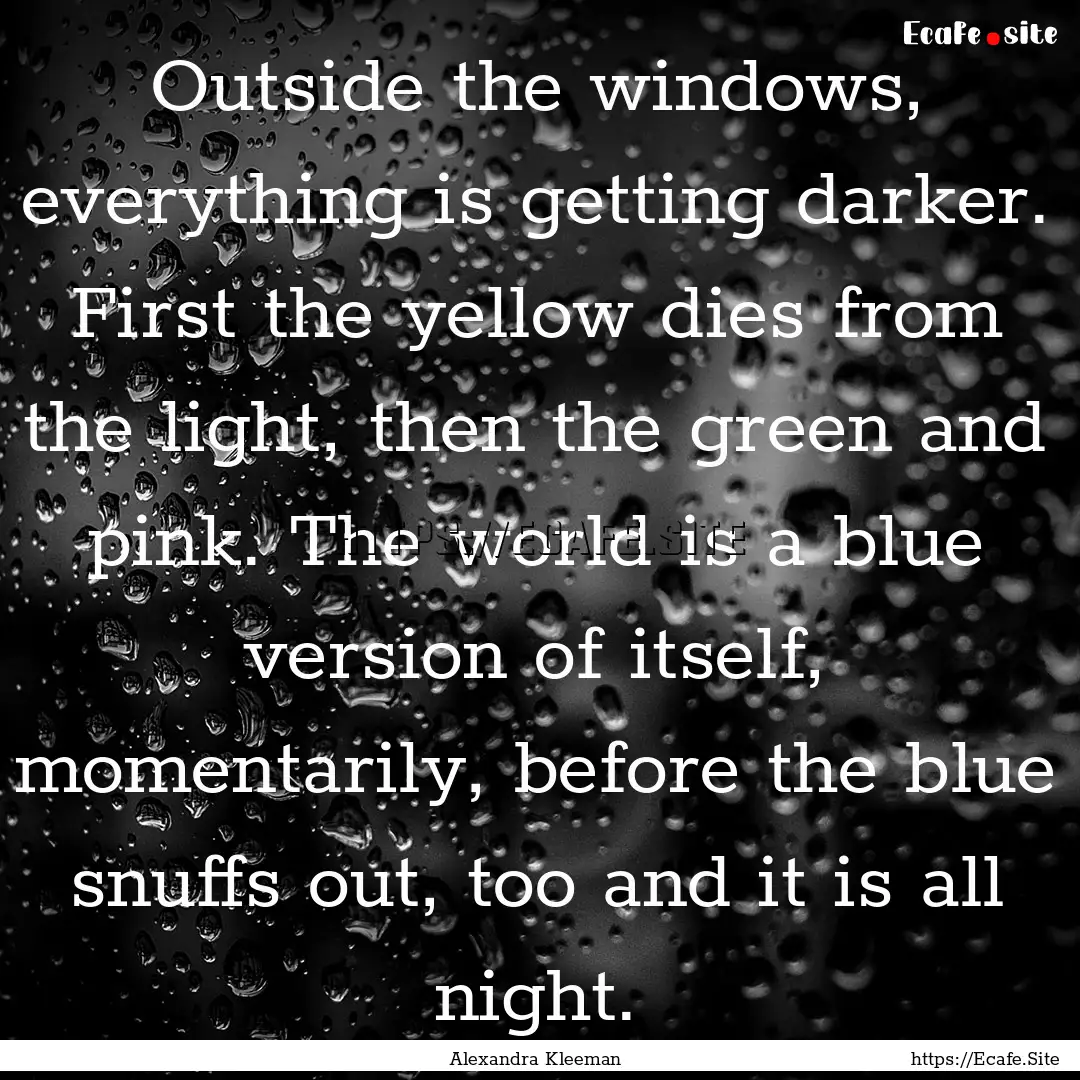 Outside the windows, everything is getting.... : Quote by Alexandra Kleeman