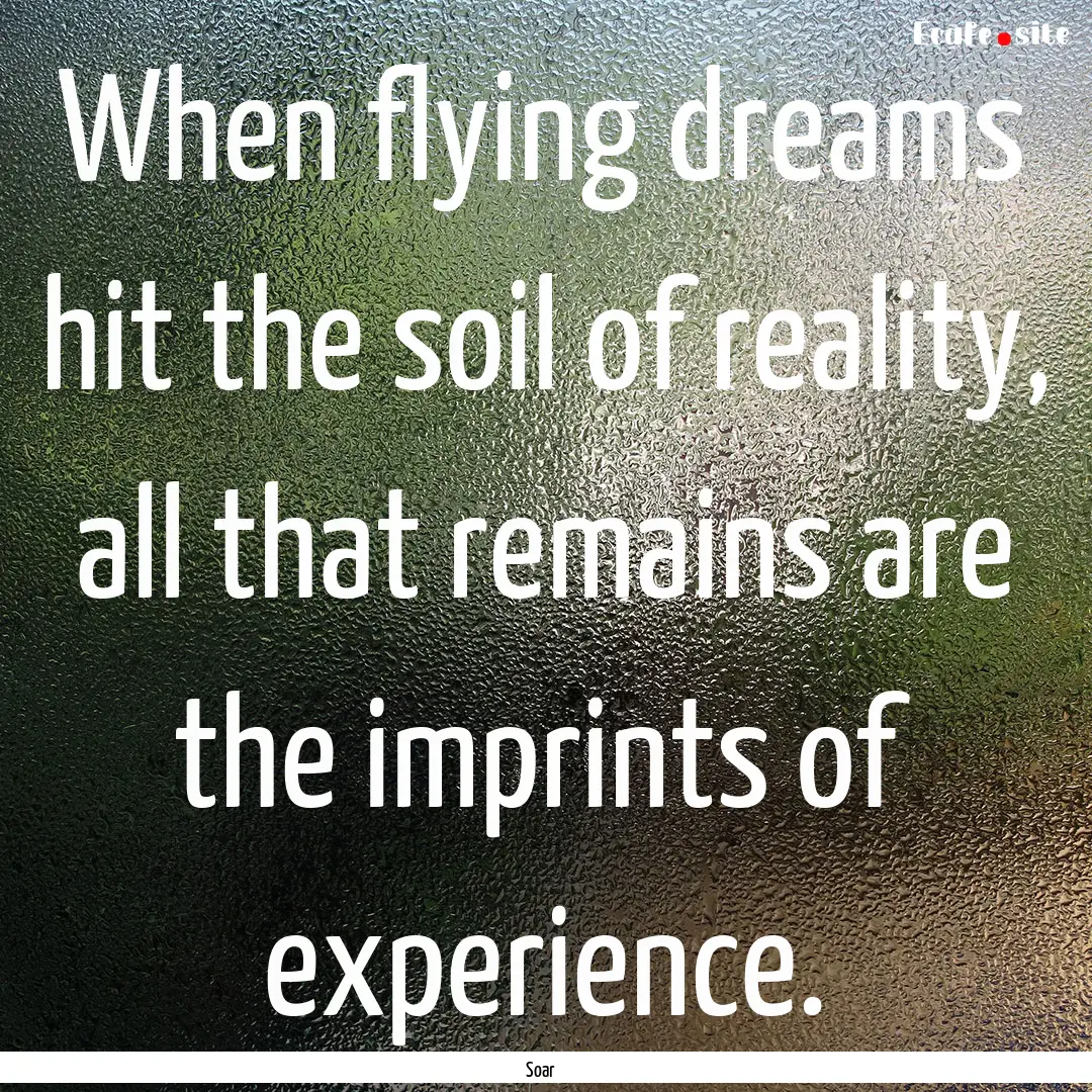 When flying dreams hit the soil of reality,.... : Quote by Soar