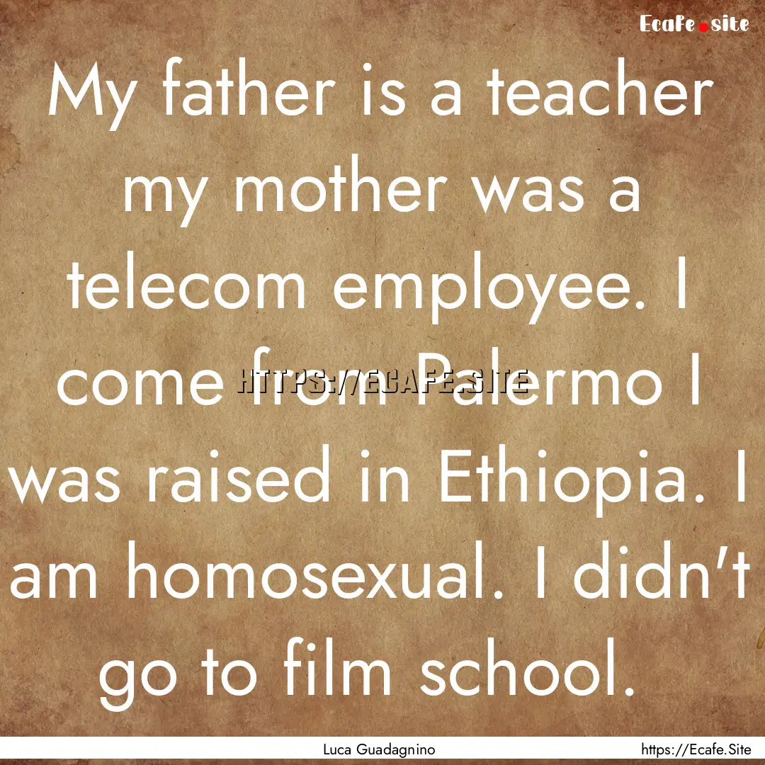 My father is a teacher my mother was a telecom.... : Quote by Luca Guadagnino