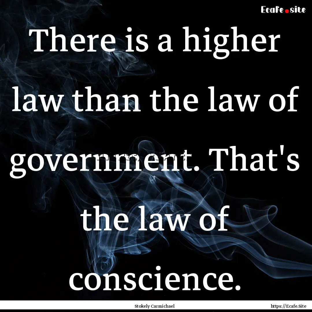 There is a higher law than the law of government..... : Quote by Stokely Carmichael