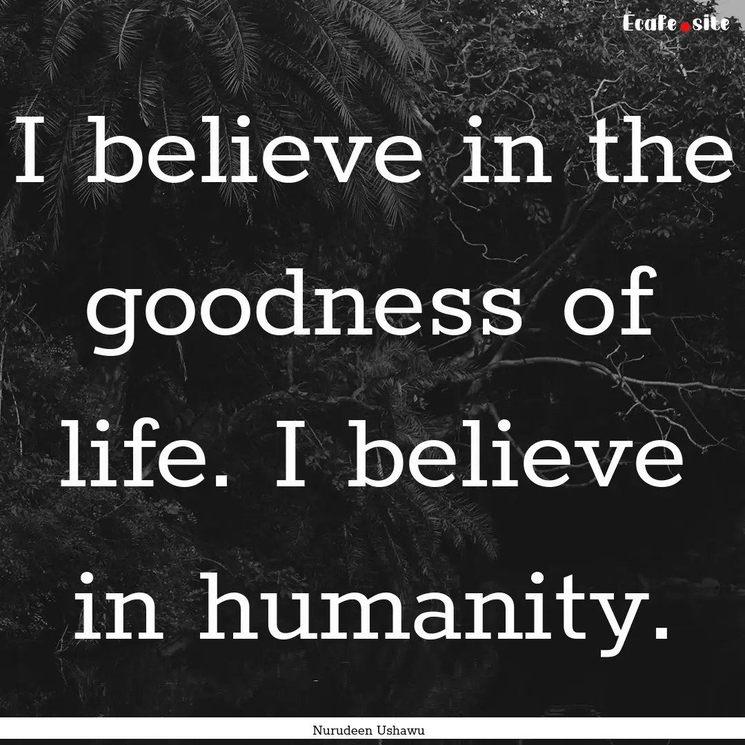 I believe in the goodness of life. I believe.... : Quote by Nurudeen Ushawu