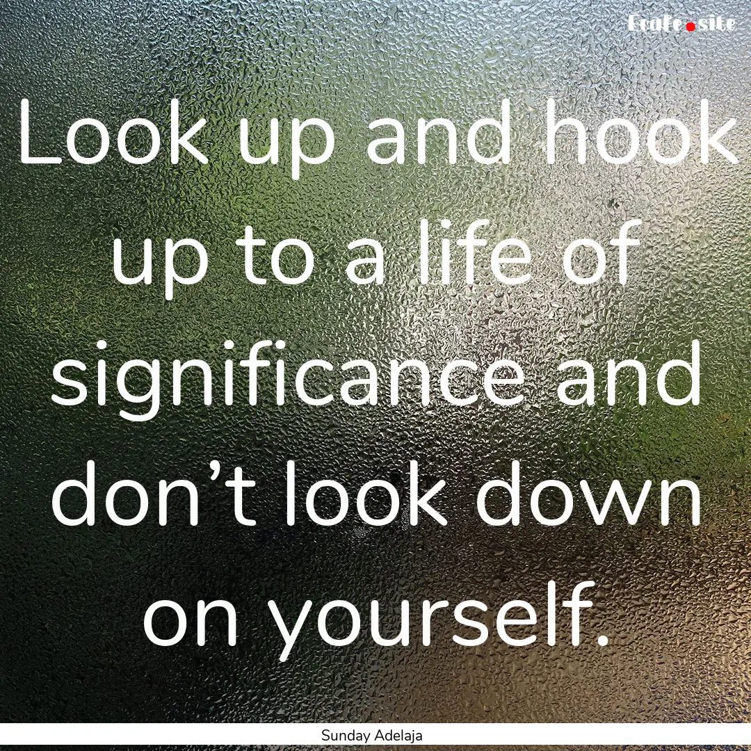 Look up and hook up to a life of significance.... : Quote by Sunday Adelaja