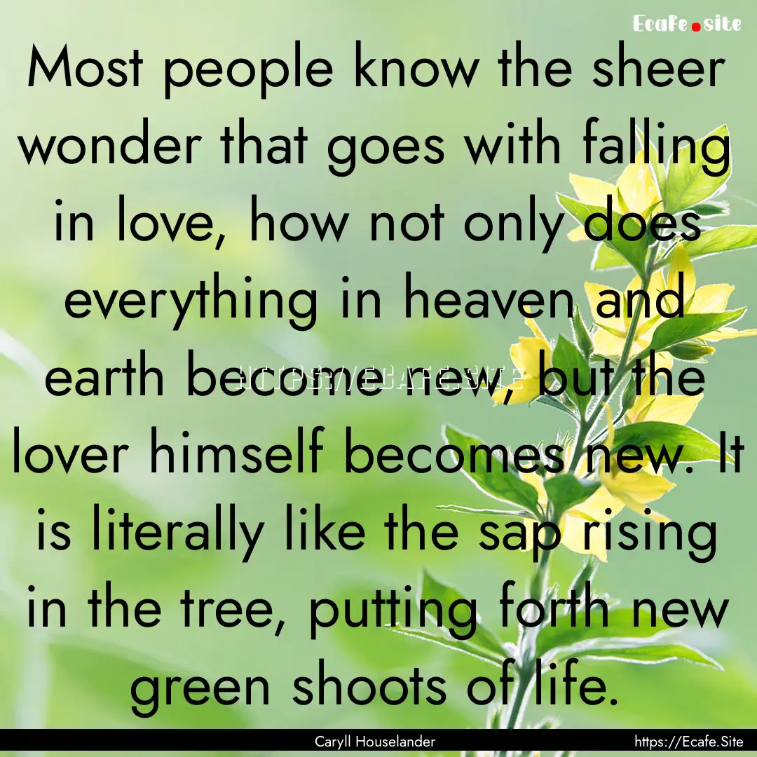 Most people know the sheer wonder that goes.... : Quote by Caryll Houselander