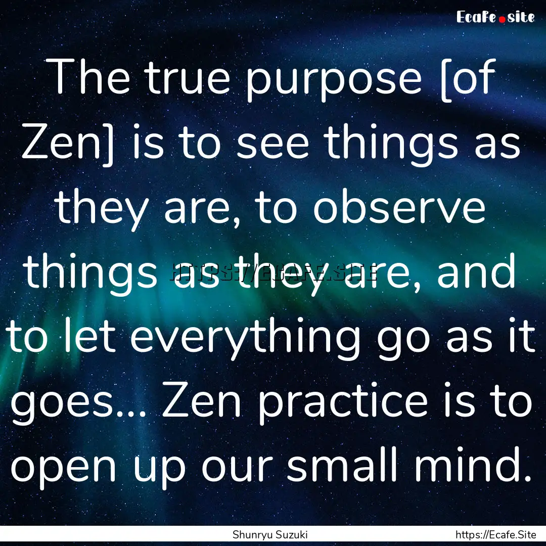 The true purpose [of Zen] is to see things.... : Quote by Shunryu Suzuki