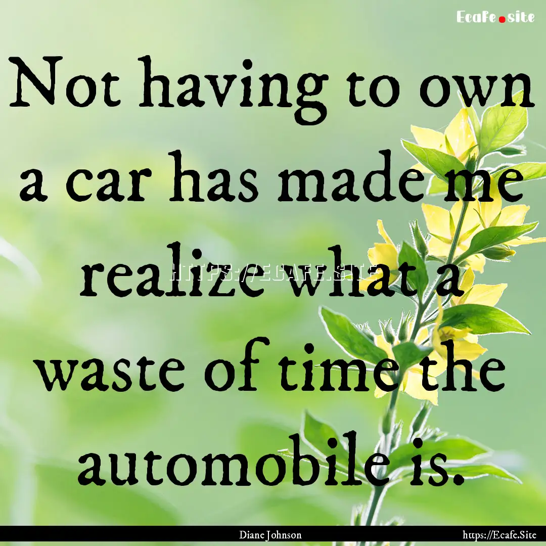 Not having to own a car has made me realize.... : Quote by Diane Johnson