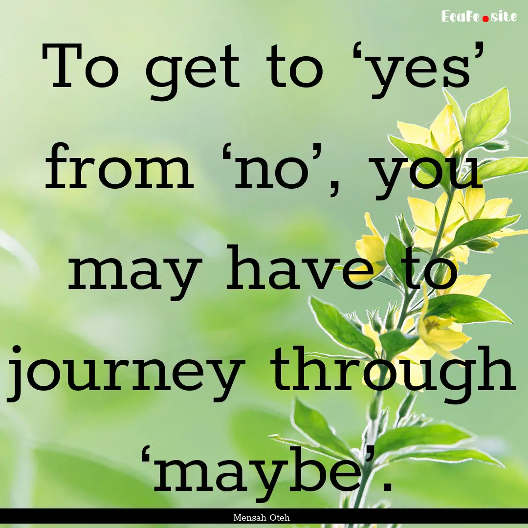 To get to ‘yes’ from ‘no’, you may.... : Quote by Mensah Oteh