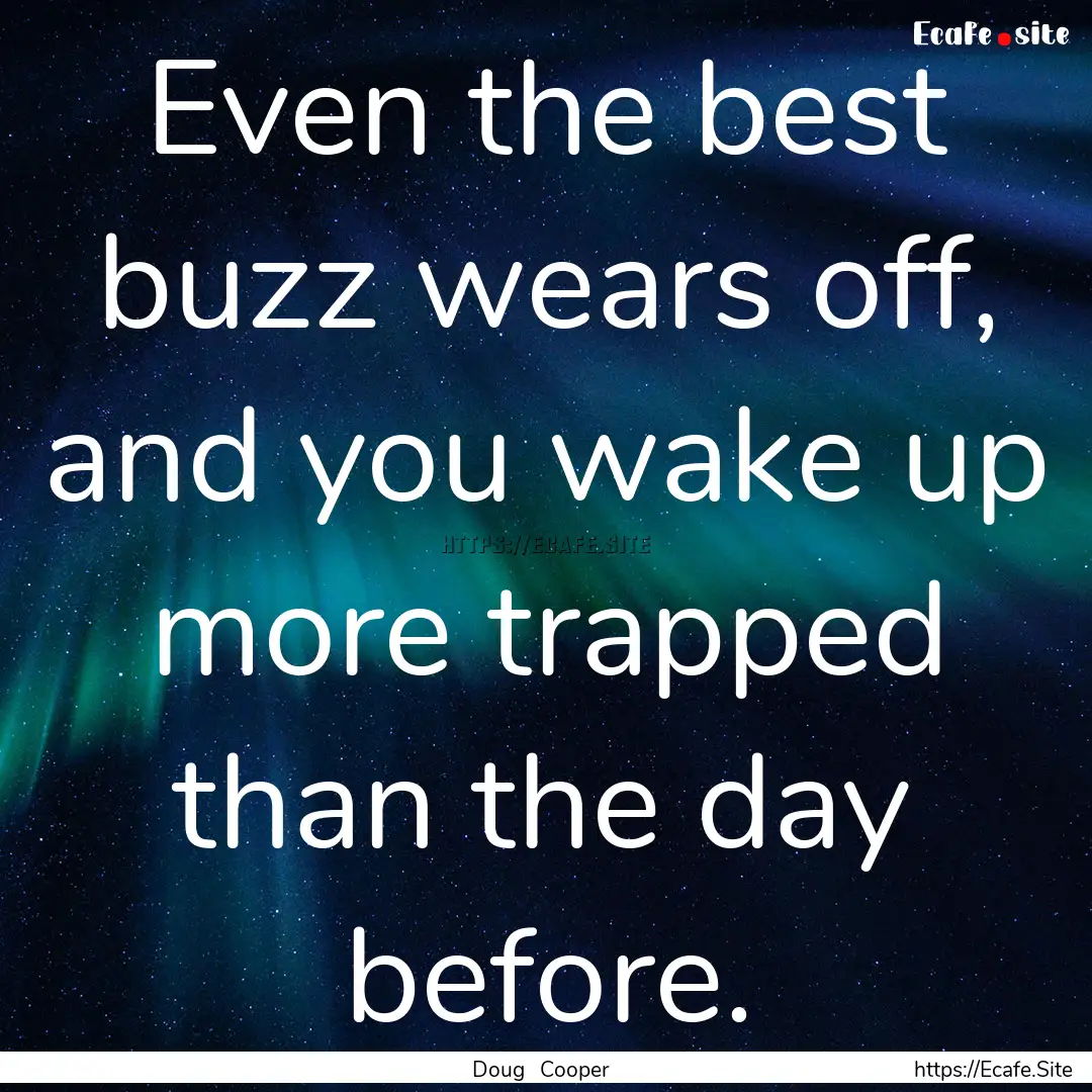 Even the best buzz wears off, and you wake.... : Quote by Doug Cooper