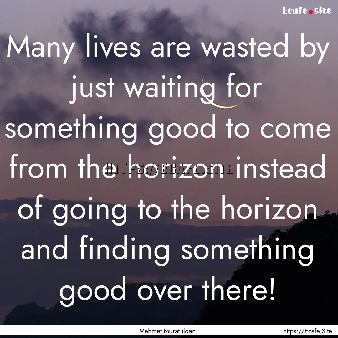 Many lives are wasted by just waiting for.... : Quote by Mehmet Murat ildan