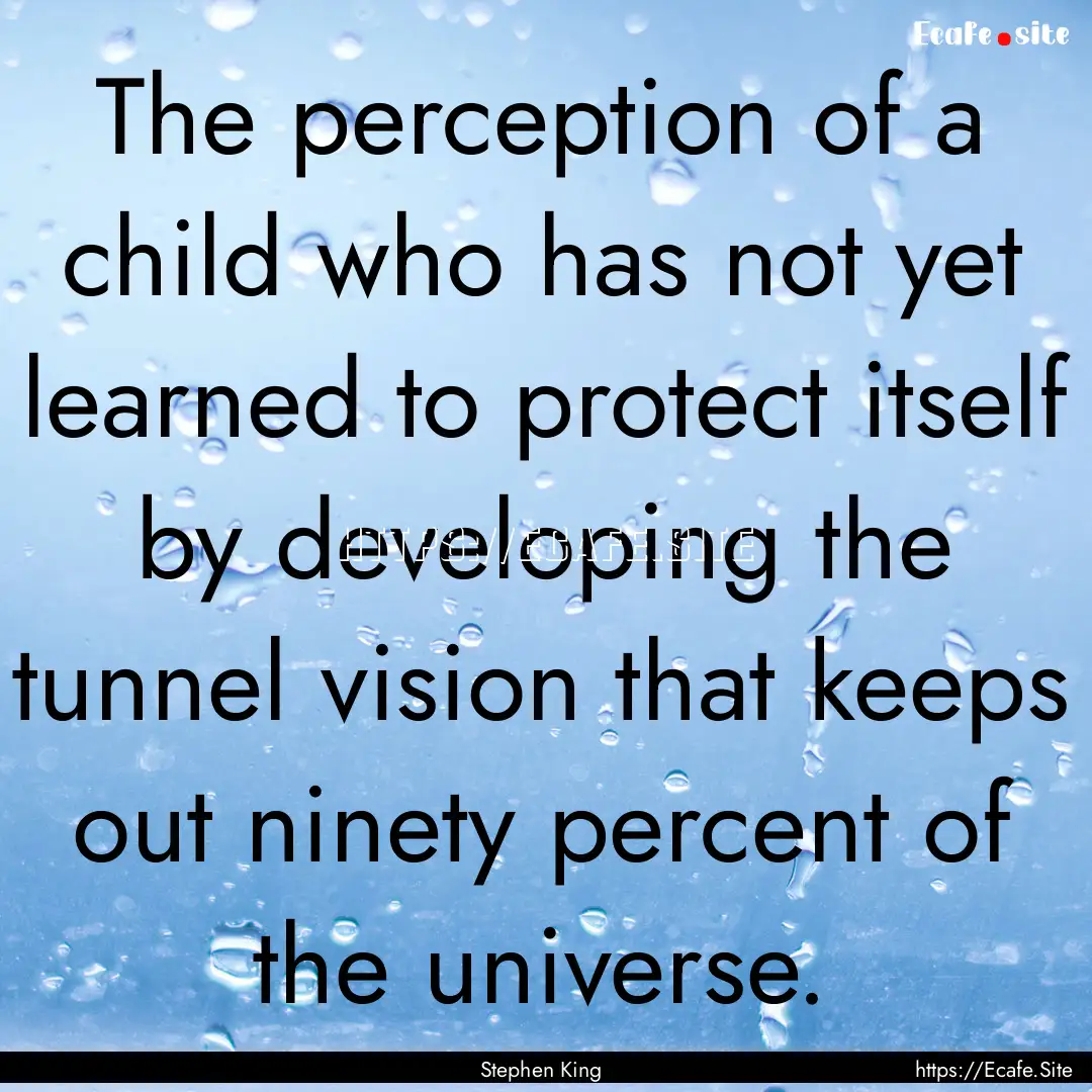 The perception of a child who has not yet.... : Quote by Stephen King