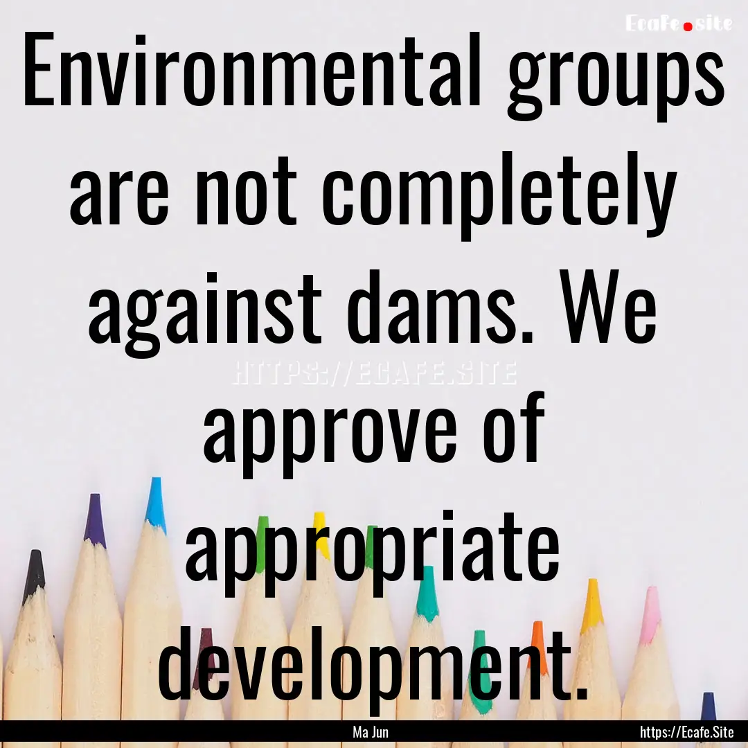 Environmental groups are not completely against.... : Quote by Ma Jun