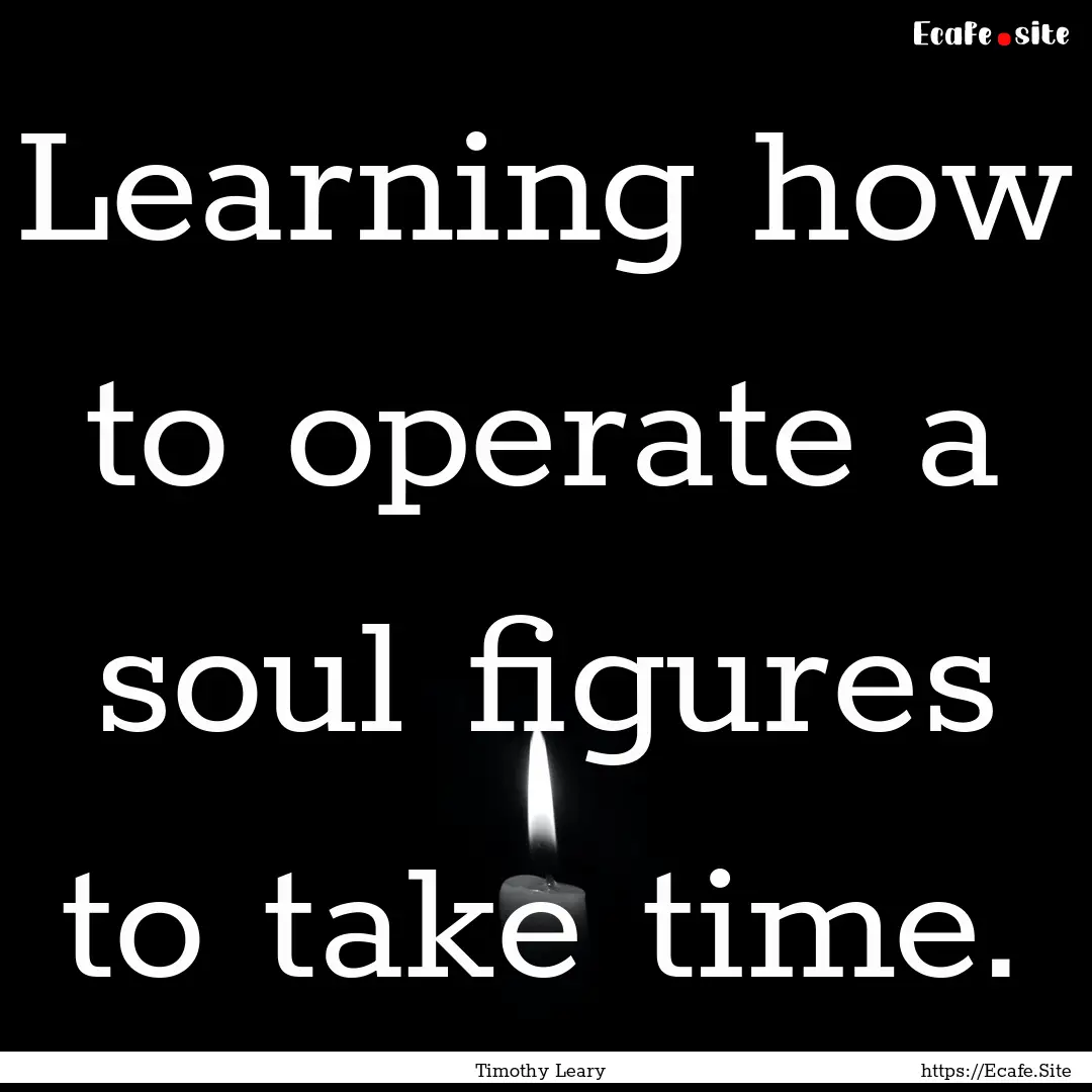 Learning how to operate a soul figures to.... : Quote by Timothy Leary