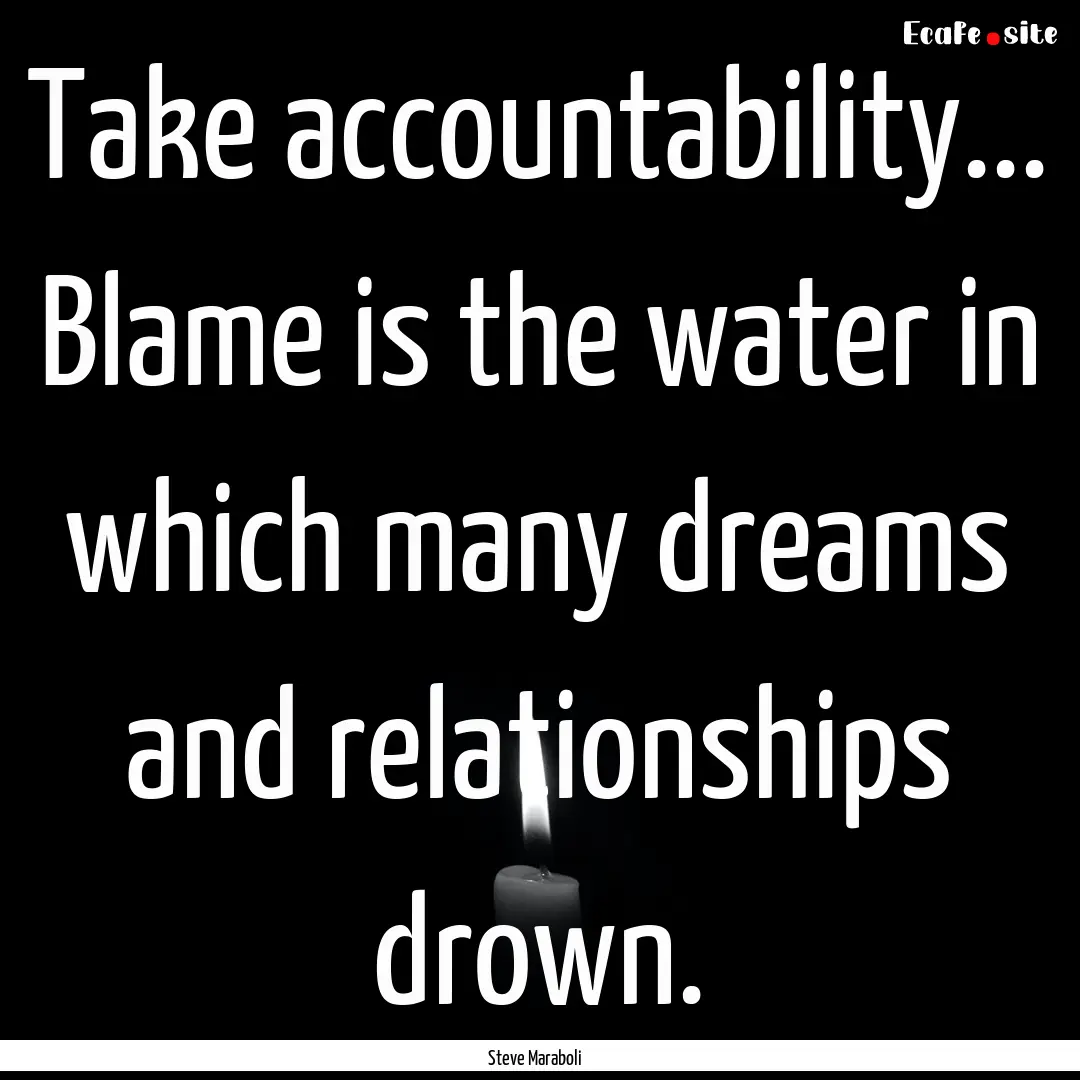 Take accountability... Blame is the water.... : Quote by Steve Maraboli