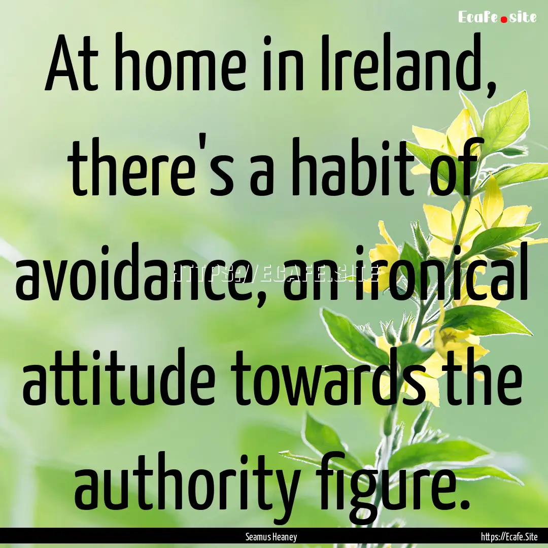 At home in Ireland, there's a habit of avoidance,.... : Quote by Seamus Heaney