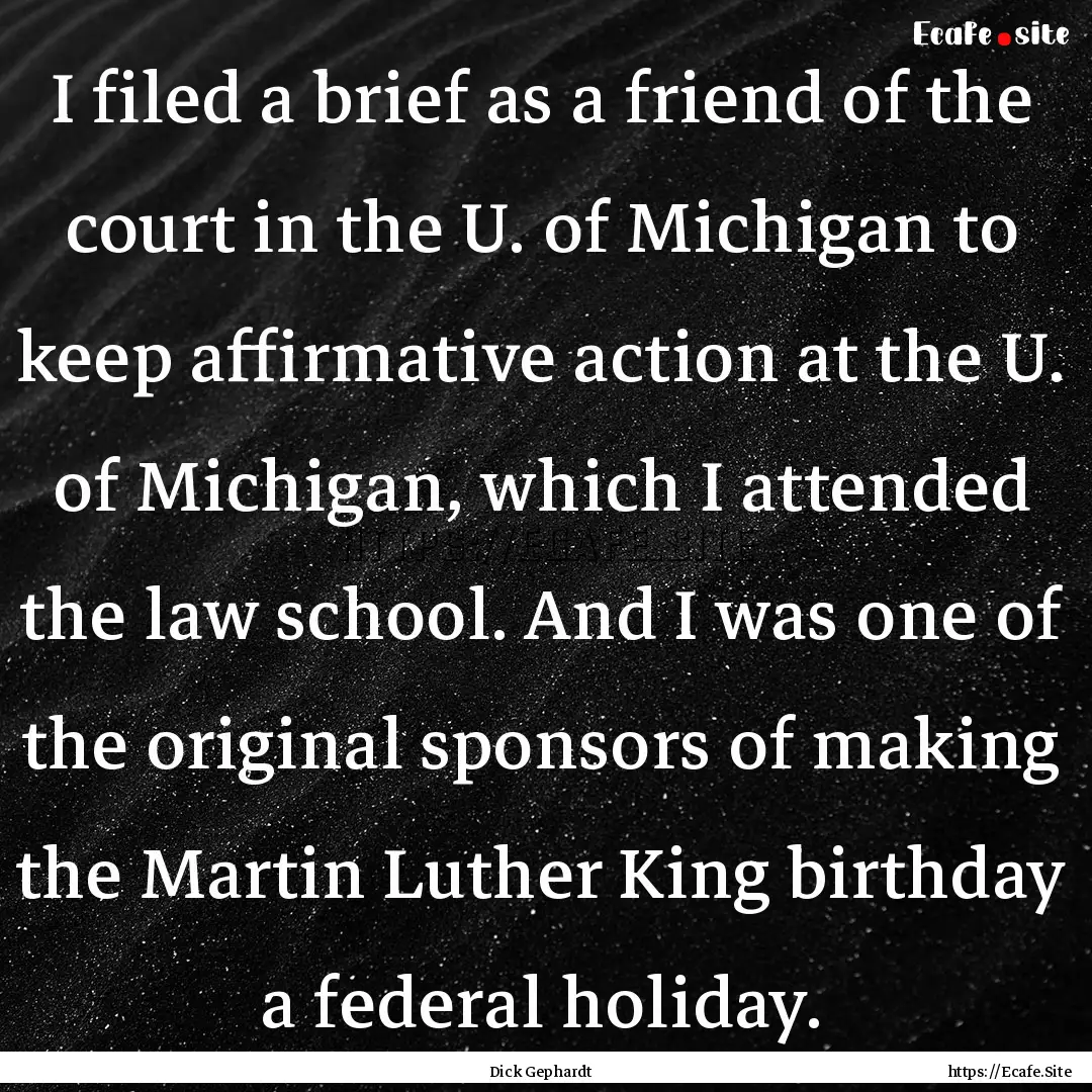 I filed a brief as a friend of the court.... : Quote by Dick Gephardt