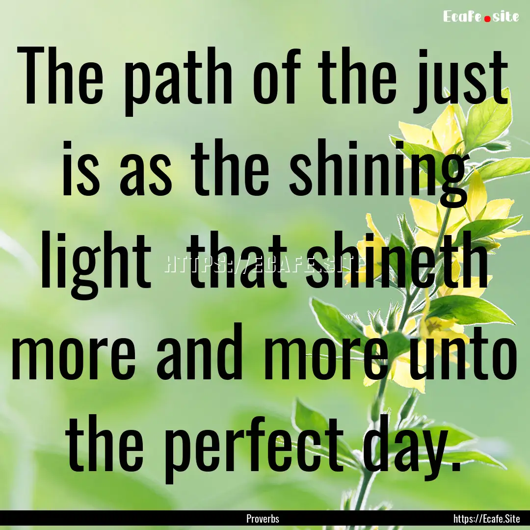 The path of the just is as the shining light.... : Quote by Proverbs