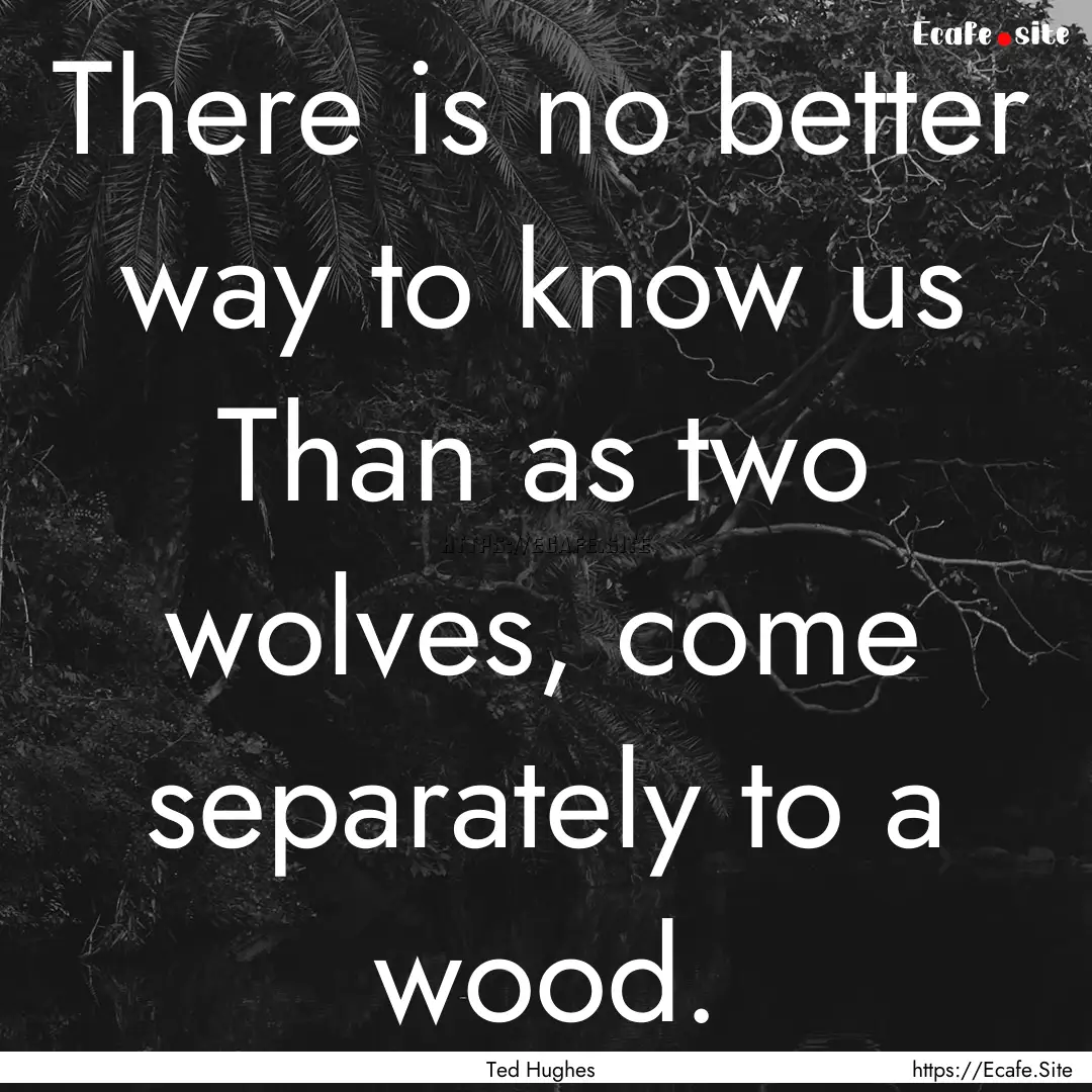 There is no better way to know us Than as.... : Quote by Ted Hughes