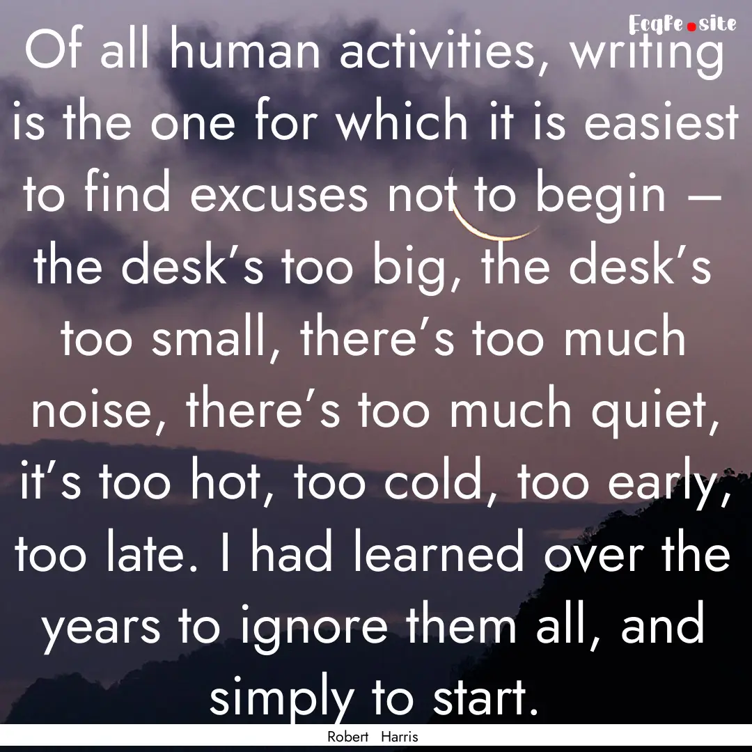 Of all human activities, writing is the one.... : Quote by Robert Harris