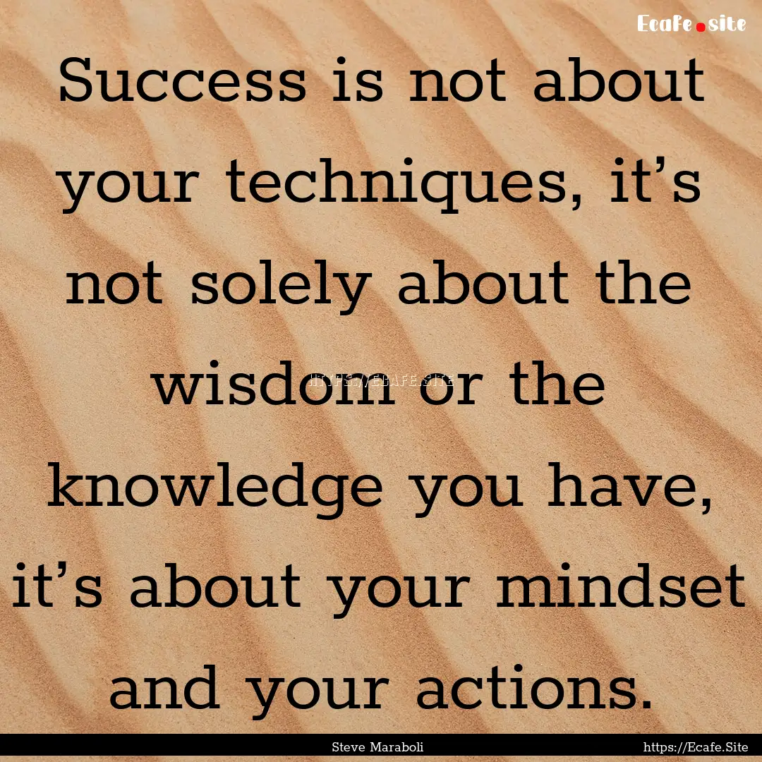 Success is not about your techniques, it’s.... : Quote by Steve Maraboli